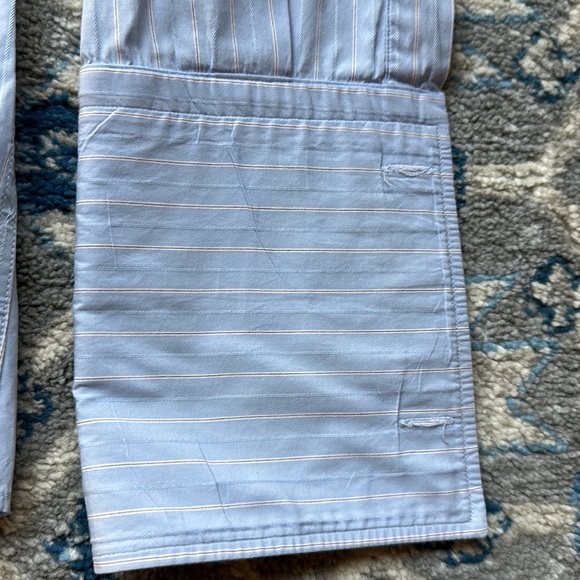 Gucci button down Shirt in light blue with lines of blue and dark red/brown - Picture 6 of 13